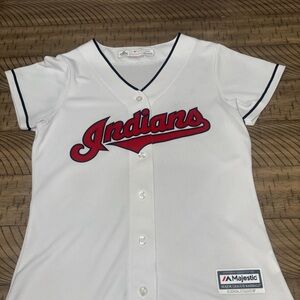 Majestic White and Red Kids Baseball Jersey